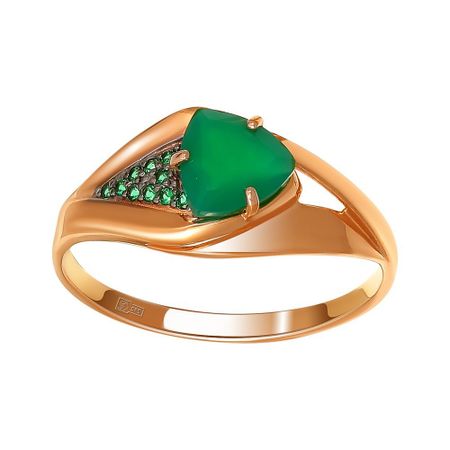 Кольцо из золота с агатом и фианитами