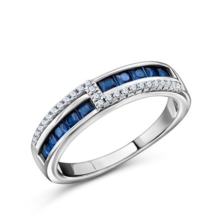 Серебряное кольцо со шпинелью и фианитами с родированием