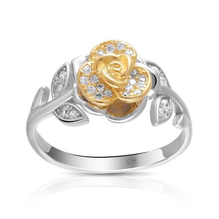 Кольцо Роза из серебра с фианитами