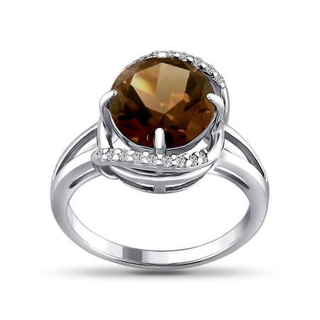 Кольцо SOKOLOV из серебра с раухтопазом и фианитами