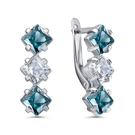 Серебряные серьги с кварцем и фианитами