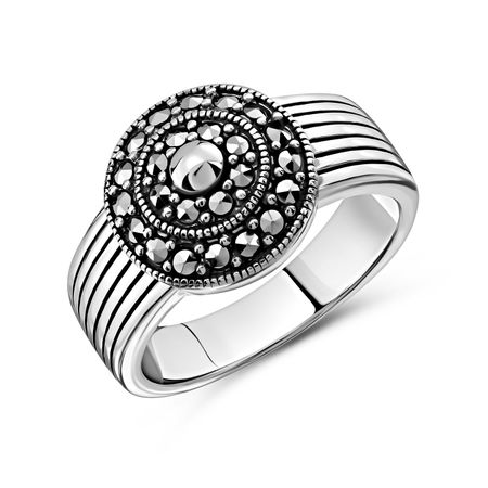 Серебряное кольцо с марказитами и чернением