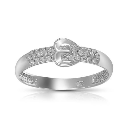 Кольцо Ремешок из серебра с фианитами