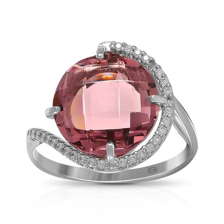 Кольцо из серебра с ювелирным кристаллом и фианитами