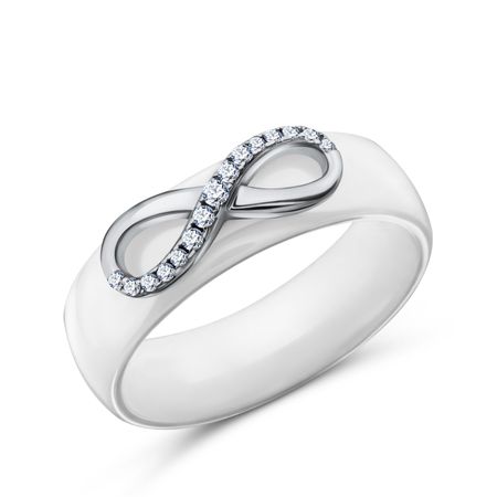 Серебряное кольцо Бесконечность с керамикой и фианитами