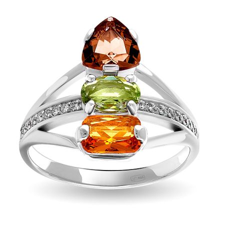 Серебряное кольцо с ювелирным стеклом и фианитами