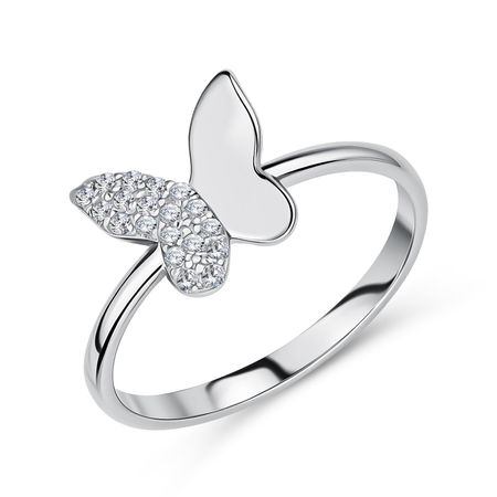 Серебряное кольцо Бабочка с фианитами и родированием открытка 3d бабочка moonbiffy