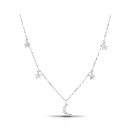Серебряное колье Звезда и Луна с фианитами и родированием эрин хантер красная луна