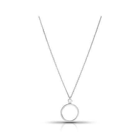 Серебряное колье с фианитом и родированием