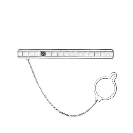 Серебряный зажим для галстука с бриллиантами и родированием