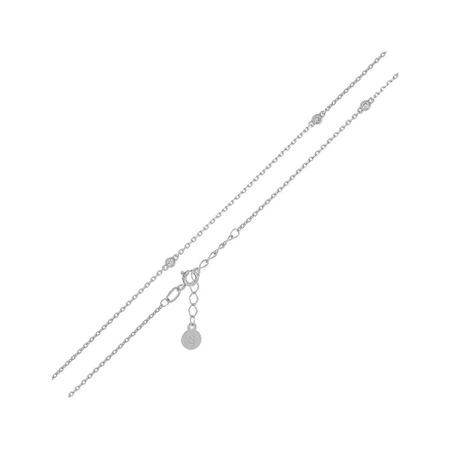 Серебряный браслет на ногу с фианитами и родированием