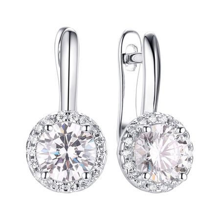 Серебряные серьги с фианитами и родированием серебряные серьги квадрат с родированием