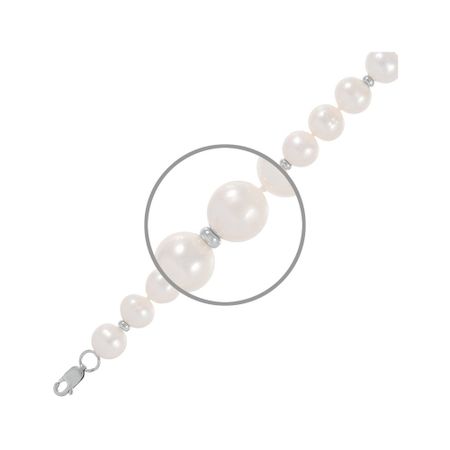 Браслет из жемчуга с серебряными шариками и родированием