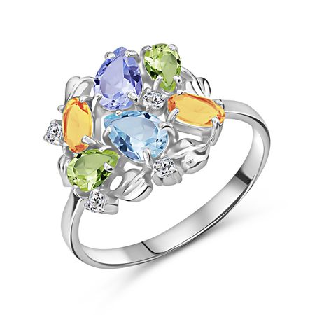 Серебряное кольцо с ювелирными кристаллами