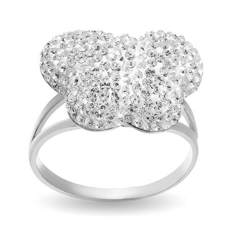 Кольцо Бабочка из серебра со стразами