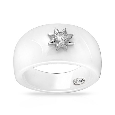 Кольцо из серебра с керамикой и фианитом