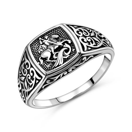 Серебряное кольцо Георгий Победоносец с чернением георгий тихонович северцев полилов княжий отрок