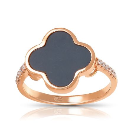 Серебряное кольцо с керамикой и фианитами из коллекции КЛЕВЕР