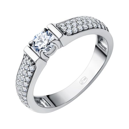 Серебряное кольцо с ювелирными кристаллами и родированием