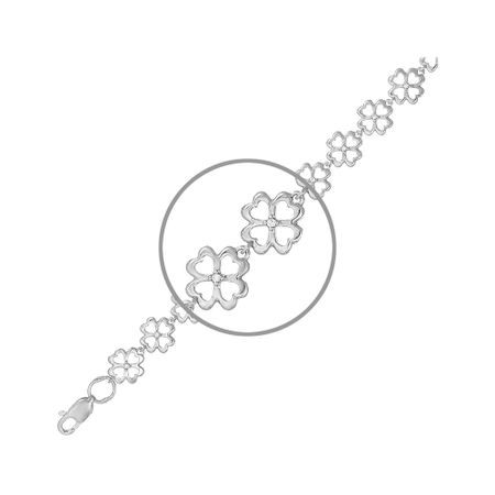 Серебряный браслет Цветок с фианитами и родированием