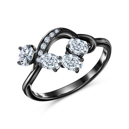 Кольцо из серебра с кварцем и фианитами