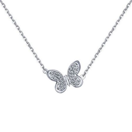 Серебряное колье Бабочка с фианитами и родированием открытка 3d бабочка moonbiffy
