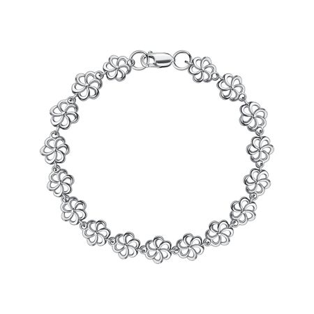 Серебряный браслет Цветок с родированием