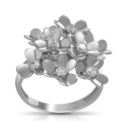 Кольцо TALANT Цветок из серебра с фианитами