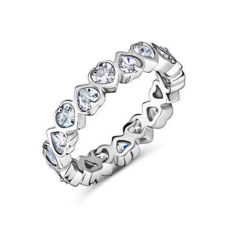 Серебряное кольцо Сердце с фианитами и родированием гелиевый шар ins 40 дюймов сердце