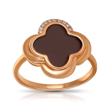 Серебряное кольцо с керамикой и фианитами из коллекции КЛЕВЕР