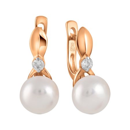 Серьги из золота с жемчугом и фианитами