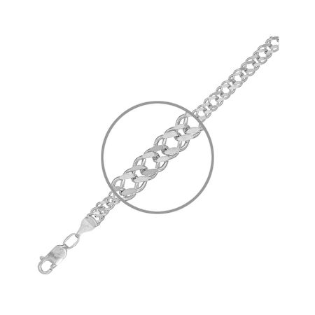 Серебряный браслет Двойной ромб с родированием бамбуковые зубочистки с двойной головкой