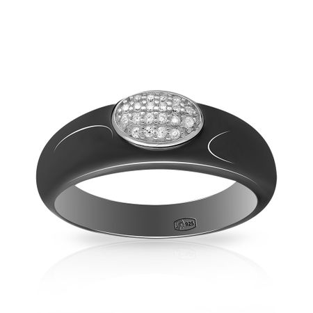 Кольцо из серебра с эмалью и фианитами