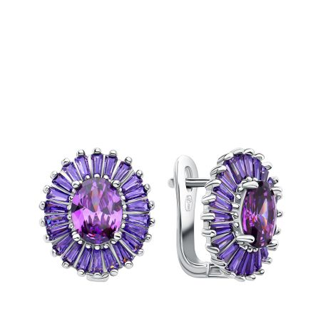 Серебряные серьги с фианитами и родированием серебряные серьги квадрат с родированием