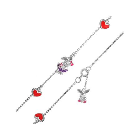 Серебряный детский браслет Заяц с эмалью и родированием плакат вырубной заяц барабанщик