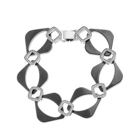 Серебряный браслет с керамикой и фианитами с родированием