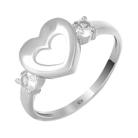 Серебряное кольцо Сердце с фианитами и родированием гелиевый шар ins 40 дюймов сердце