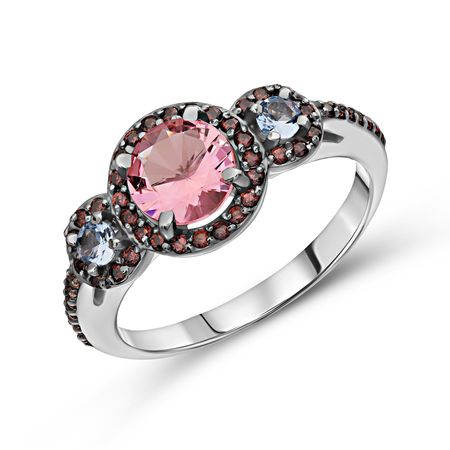 Серебряное кольцо с ювелирным стеклом серебряное кольцо с корундом и ювелирном стеклом с фианитами