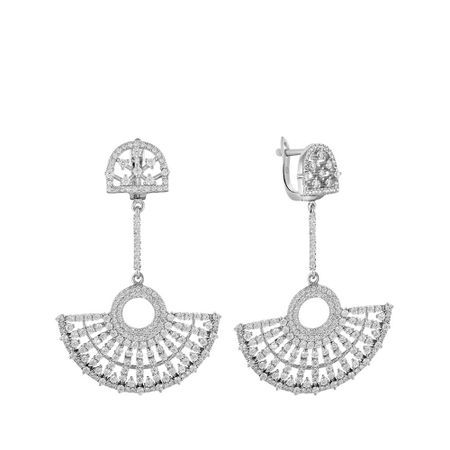 Серьги из серебра с фианитами серьги пусеты talant квадрат из серебра