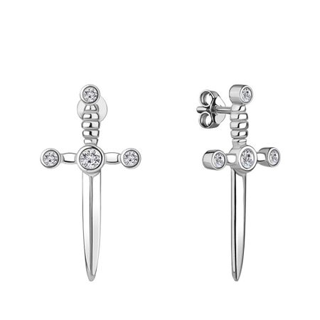 Серебряные серьги с фианитами и родированием серебряные серьги квадрат с родированием