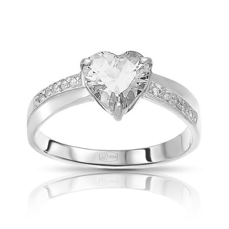 Кольцо Сердце из серебра с фианитами гелиевый шар ins 40 дюймов сердце