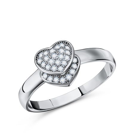 Серебряное кольцо Сердце с фианитами и родированием гелиевый шар ins 40 дюймов сердце