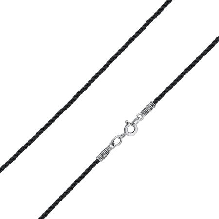 Текстильный шнурок с серебряным замком с чернением