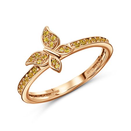Серебряное кольцо Бабочка с фианитами и позолотой открытка 3d бабочка moonbiffy