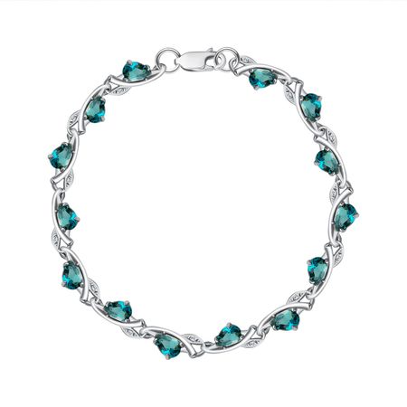 Серебряный браслет с ювелирными кристаллами и фианитами с родированием