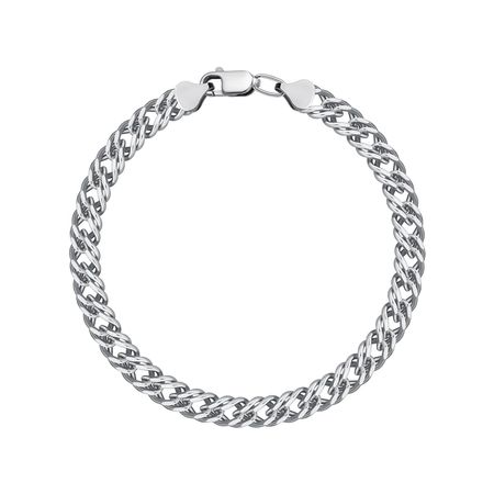 Серебряный полновесный браслет Двойной ромб с алмазной гранью