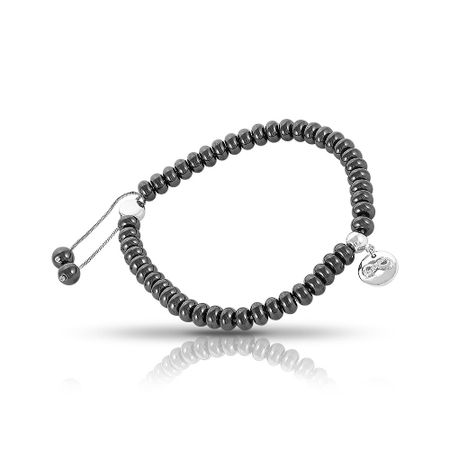 Серебряный браслет с керамикой и фианитами с родированием