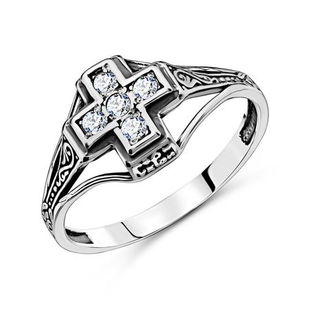 Серебряное кольцо с фианитами и чернением