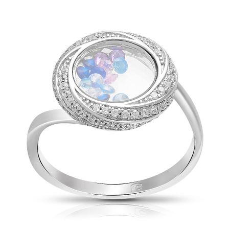 Серебряное кольцо с ювелирным стеклом и фианитами серебряное кольцо с корундом и ювелирном стеклом с фианитами