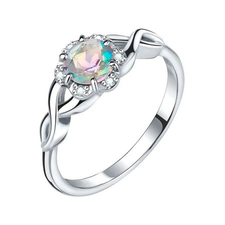 Серебряное кольцо с ювелирным стеклом и фианитами с родированием серебряное кольцо с корундом и ювелирном стеклом с фианитами